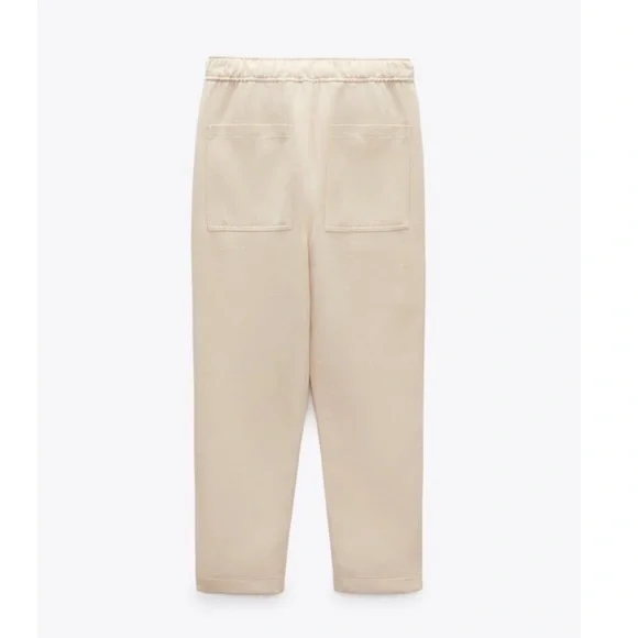 New Zara | Ecru Highrise Lose Ankle Athleisure Pants - Picture 7 of 15